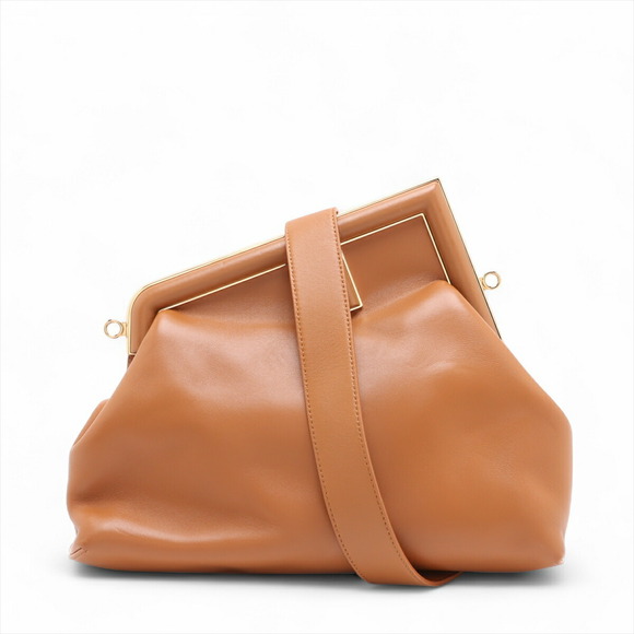 Fendi First Leather Shoulder Bag Brown